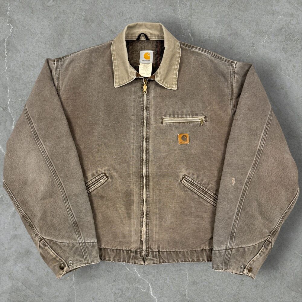 Vintage 2002 Carhartt J97 CHT Faded & Distressed Blanket Detroit Jacket Grey- XL